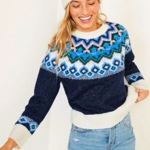 New Old Navy Blue Fair Isle Chunky Knit Sweater